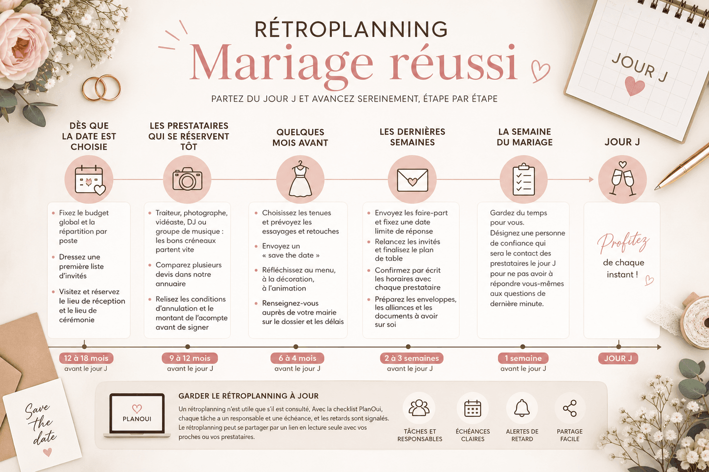 Rétroplanning de mariage : que faire et quand